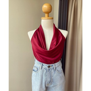 เสื้อแขนกุดคล้องคอผ้าซาติน