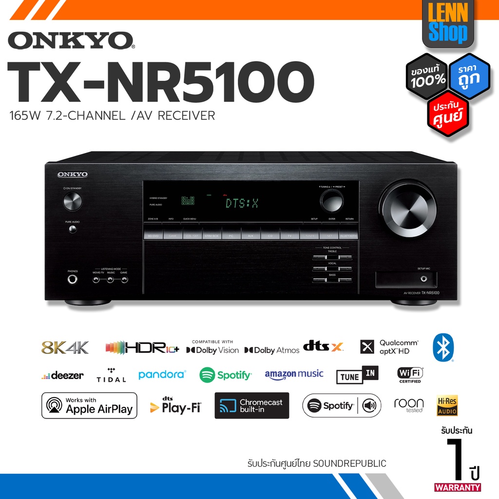 ONKYO : TX-NR5100 / 7.2 CH 165W ศูนย์ SoundRepublic [ออกใบกำกับภาษีได้] / LENNSHOP / ONKYO TX NR5100