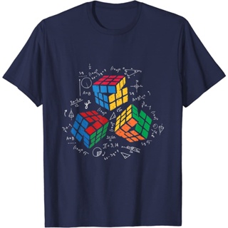 เสื้อยืดผ้าฝ้ายพรีเมี่ยม เสื้อยืด พิมพ์ลายคณิตศาสตร์ Rubiks Rubics Player Cube สําหรับคู่รัก