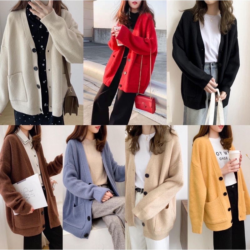 พร้อมส่ง เสื้อคลุมสเวตเตอร์ เสื้อคาร์ดิแกน เสื้อคลุมสีพื้น ผ้านุ่มมากก