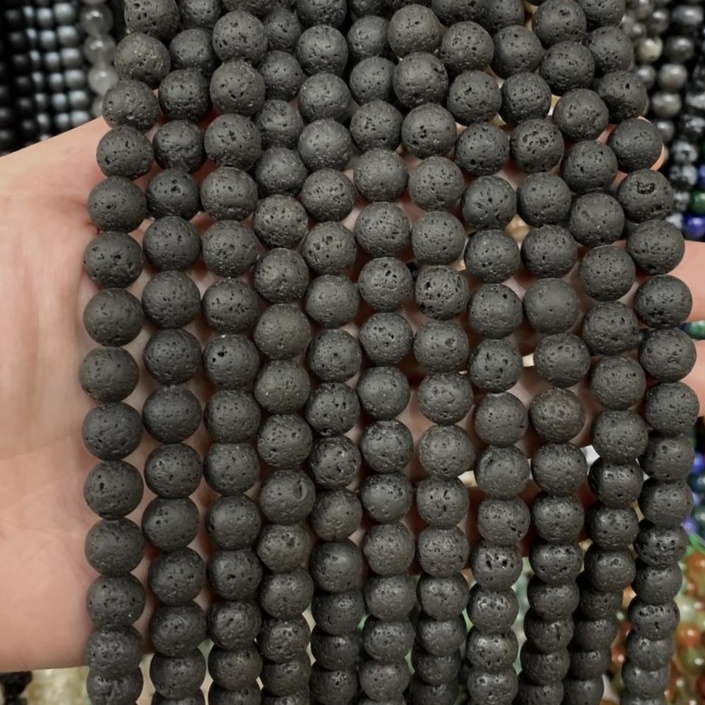 หินลาวา Lava หินแห่งการฟื้นฟู ทรงกลม เส้นยาว เกรด A