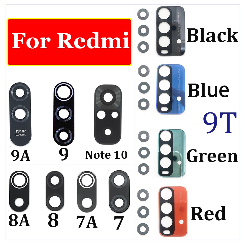 เลนส์กระจกกล้องหลังพร้อมสติ๊กเกอร์ เหมาะสําหรับ Xiaomi Redmi 9T 9C 9A 6 6A 7 7A 8 8A 9 Note 10 Pro 1