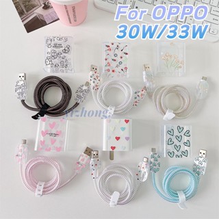 ชุดเคสชาร์จ แบบนิ่ม ลายดอกไม้ สําหรับ OPPO 30W 33W Android Type-C 5 ชิ้น