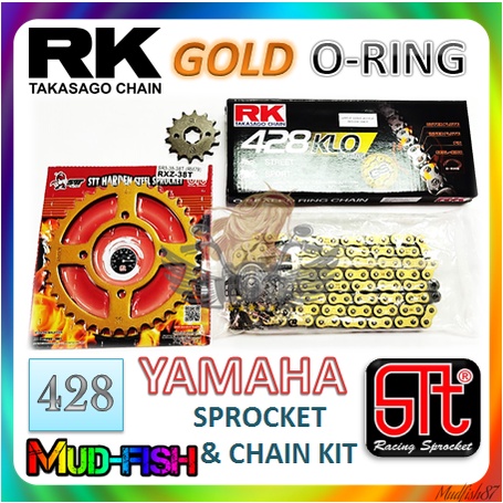 STT SPROCKET + RK GOLD O-RING CHAIN KIT สําหรับ YAMAHA LC135 V1 ~ V8 Y125Z RXZ (GS 428 KLO - 14T / 1