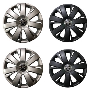 Wheel Cover ฝาครอบกระทะล้อ มี สีบรอนซ์ และ ดำ ขอบ R 14 15 16 นิ้ว ลาย Toyota ดุมกลางดำเงิน w7 (1 ชุด มี 4 ฝา)**จัดส่งเร้