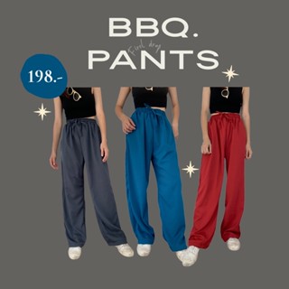 bbq pants* งานตัดเอง กางเกงขายาว มีสายผูก ใส่ง่าย กางเกงไปทะเล คุ่กับรองเท้า/กระเป๋าผ้า กางเกงผ้า