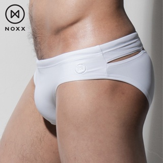 Noxx Swim Briefs รุ่น Logan: กางเกงว่ายน้ำ บรีฟ แบบแหวกหลัง เอวต่ำ สีขาว