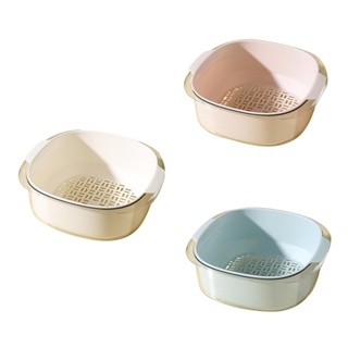 Drain Colander Fruit And Vegetable Bowl Set Double Layered Drain Basin And Basket Great For Placing And Washi00