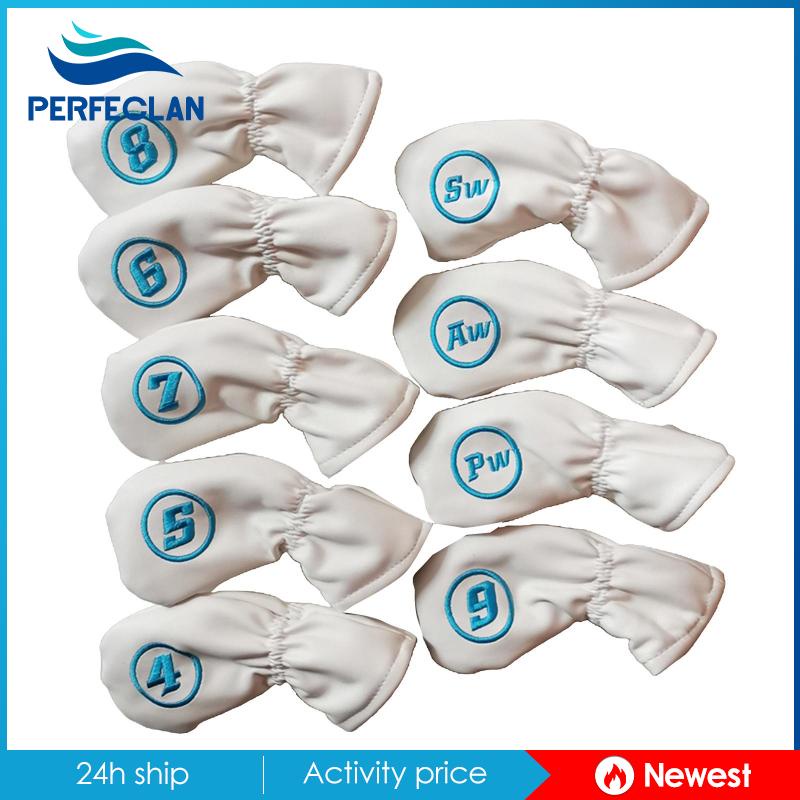 [PERFECLAN] ชุดผ้าคลุมไม้กอล์ฟ หนัง PU ขนาด 16x7x1 ซม. 9 ชิ้น ต่อแพ็ค