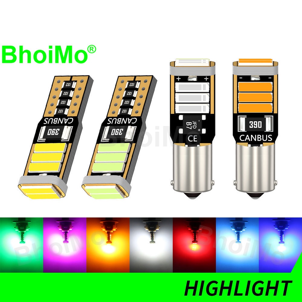 Bhoimo T10 W5W 168 8SMD แผงไฟสัญญาณ LED 7020 194 BA9S T4W DC12v สําหรับติดป้ายทะเบียนรถยนต์ รถจักรยานยนต์