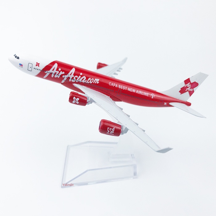 Yalinda ใหม่ Air Asia X A340 16 ซม.ชุดเครื่องบินเด็กวันเกิดของเล่นเครื่องบินรุ่น