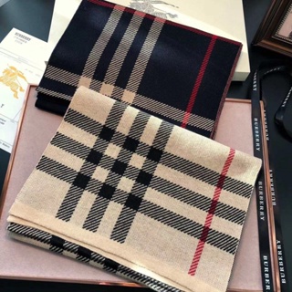 BURBERRY ผ้าพันคอ ผ้าขนสัตว์แคชเมียร์เทียม แบบหนา ให้ความอบอุ่น แบบเรียบง่าย แฟชั่นฤดูใบไม้ร่วง และฤดูหนาว สําหรับผู้ชาย