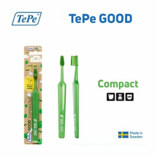 TePe GOOD Compact Soft แปรงสีฟันรักษ์โลก สีเขียว ผลิตจากอ้อย ขนแปรงนุ่ม เทเป้ กู๊ด คอมแพค