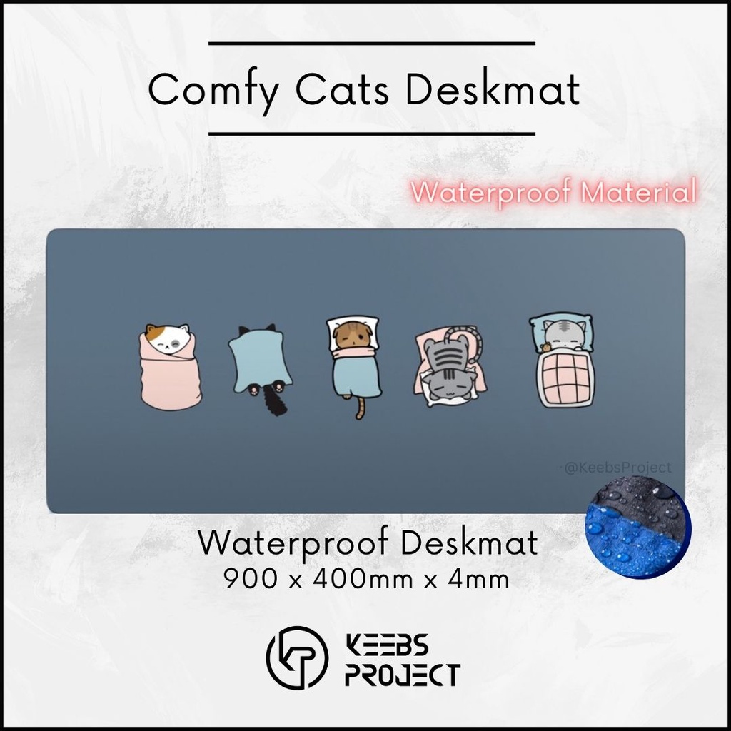 Comfy Cats WATERPROOF (900mm x 400mm x 4mm) แผ่นรองเมาส์/แผ่นรองเมาส์