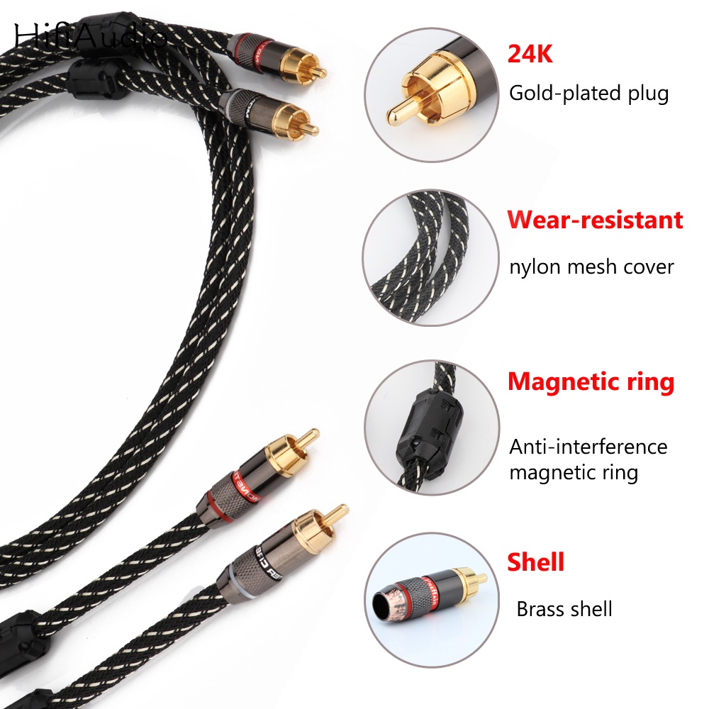 คู่ Carare L-4E6S OFC ทองแดงสาย RCA High-Performance Premium Hi-Fi Audio 2RCA ถึง 2RCA เชื่อมต่อกันสาย