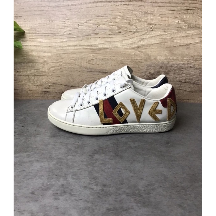 Gucci white Loved Ace sneakers แท้💯✨ size35*22.5cmรองเท้าแบรนด์เนมมือสองแท้💯✨