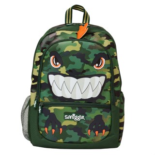 Smiggle Best Budz Classic Backpack กระเป๋าเป้ ลายไดโนเสาร์อ้าปากเขียว พร้อมส่งในไทย