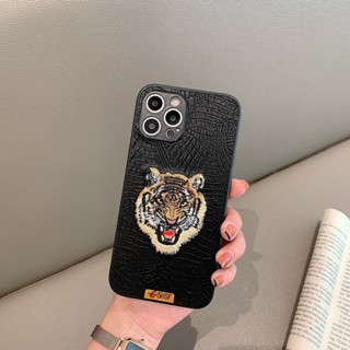 เคสป้องกันโทรศัพท์มือถือ แบบนิ่ม ปักลายหัวเสือ กันกระแทก สําหรับ Apple Iphone 11promax 14pro 11pro xsmax 8plus 12 11 x xr xsmax 13 14 DU0S