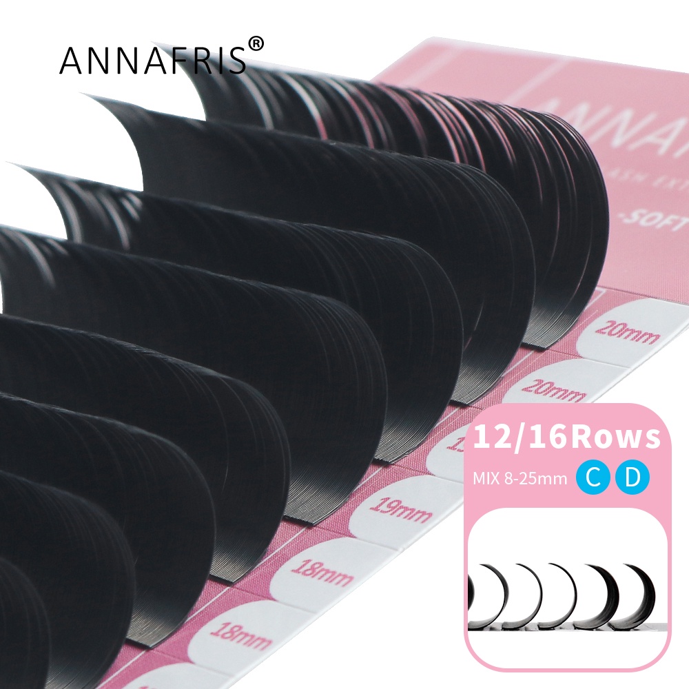 Annafris ขนตาปลอมขยายดวงตาแบบขนมิงค์นุ่มสีดําธรรมชาติ 8-25 มม. Maquiagem