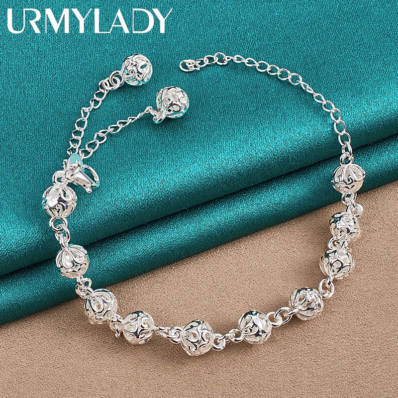 Urmylady สร้อยข้อมือเงินสเตอร์ลิง 925 ประดับพู่ 8 มม. 6 นิ้ว แฟชั่น สําหรับผู้หญิง งานแต่งงาน งานหมั้น ปาร์ตี้