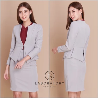 Laboratory เสื้อสูท 8066# ทรงคอกลม แต่งระบายชายเสื้อ สไตล์เกาหลี มีไซส์ S-4XL