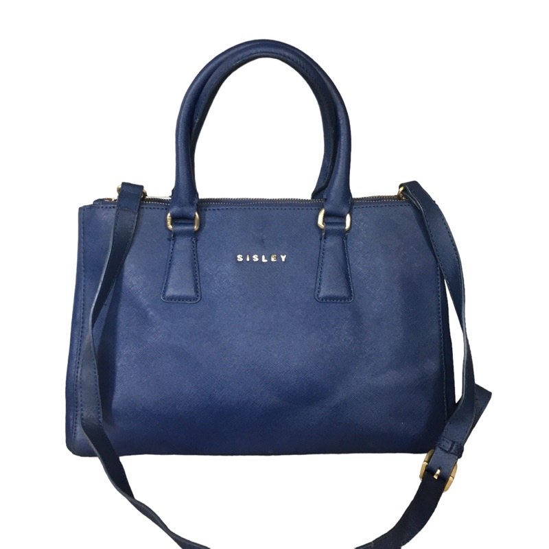 Sisley 💙กระเป๋าถือสีน้ำเงิน กระเป๋ามือสอง