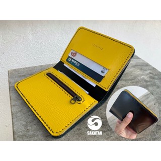 กระเป๋าสตางค์ออกแบบสีเองหนังแท้แฮนด์เมดแบบพับ/ออกแบบสีเอง/สลักชื่อฟรี leather wallet/ custom color and personalized