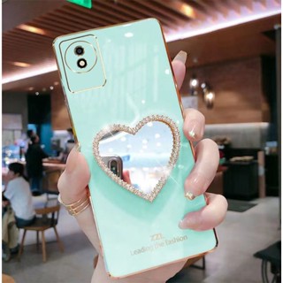 เคส vivo V25 Y02S Y16 V23E V23 5G V21 V20 V20 V15 pro เคสโทรศัพท์มือถือกระจก รูปหัวใจ สําหรับ