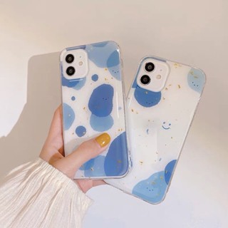 Blue Smudged Smiley Face Phone Case for Iphone13promax iphone12 Phone Case For iphone XR Silicone Case 11/Xs 8Plus