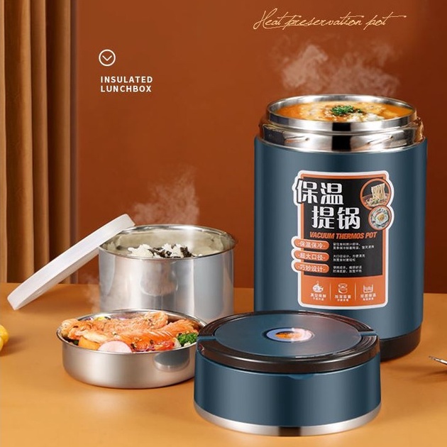 HOT!!! ปิ่นโตพกพา กล่องข้าวใส่อาหารมีฉนวนเก็บความร้อน ขนาด 1.9 ลิตร บรรจุอาหารได้เยอะ ปลอดภัยต่อการใช้งาน