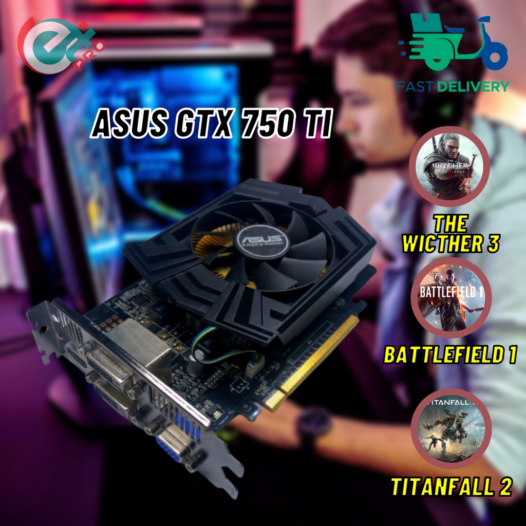 ASUS GTX750TI 2GB DDR5 128bit W/HDMI/DVI-I VGA กราฟิกการ์ด GTX 750 TI 750TI