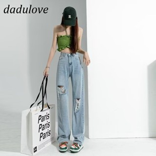 DaDulove💕 New Korean Version of Ins Niche Ripped Jeans High Waist Fashion Loose Womens Wide Leg Pants