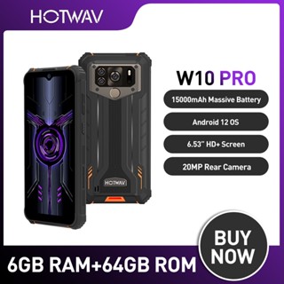 HOTWAV W10 Pro IP68 Waterproof Rugged Phone Helio P22 Android 12 Cellphone 6GB+64GB 6.53" Mobile Phone 20MP Rear Camera