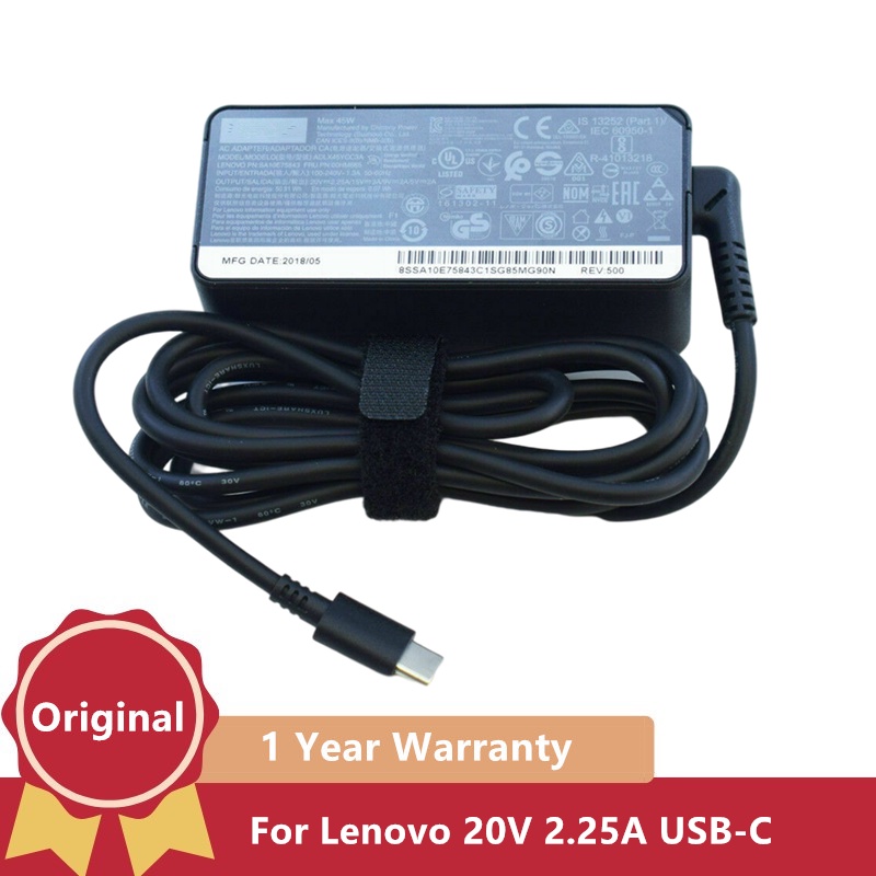 Lenovo โยคะ 720-13IKB ADLX45YLC3A ADLX45Y 20V 2.25A 15V 3A, 9V 2A, 5V 2A 45W USB Type-C อะแดปเตอร์ A