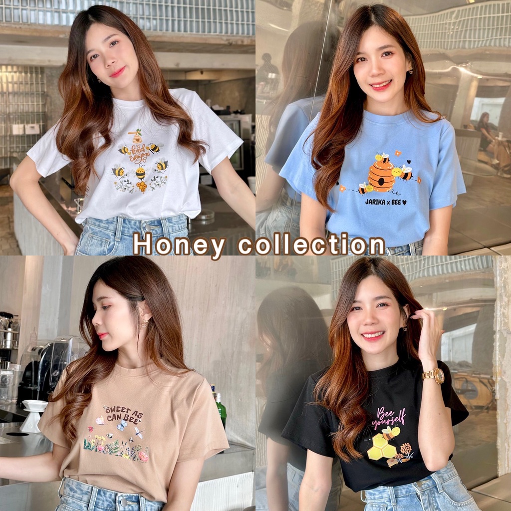 Jarikashop – เสื้อยืดลายน้องผึ้ง BEE  ( งานป้าย.. Jarika ) ( จ49 )
