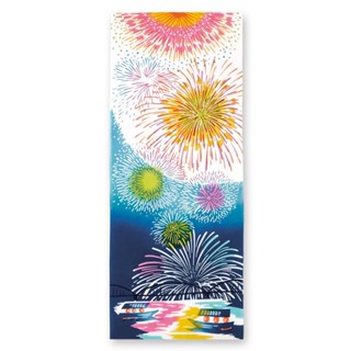 [50112] Tenugui - ผ้าเทนูกุย ผ้าญี่ปุ่น ผ้าอเนกประสงค์ : ลายดอกไม้ไฟ (打上花火, Fireworks)