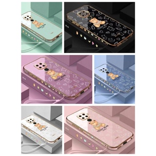 เคส Huawei Y9 2019 Y9 Prime 2019 Y7 Pro 2019 Y7A Y8P Y6 Pro 2019 Straight Edge 90 ° Puppet Bear Anti-Drop Electroplating Case โทรศัพท์มือถือ