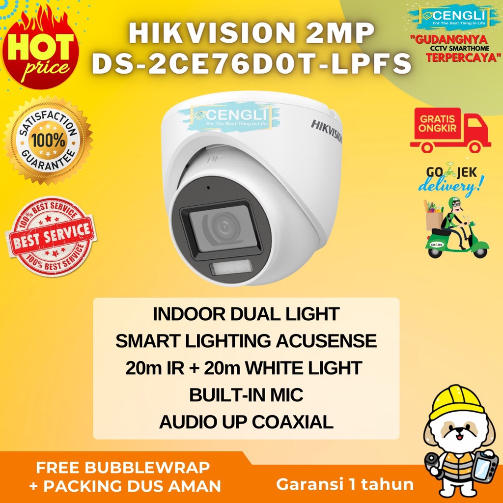 Hikvision DS-2CE76D0T-ITPFS 2MP กล้องวงจรปิดในร่มอย่างเป็นทางการ 2 MEGAPIXEL รับประกันเลนส์