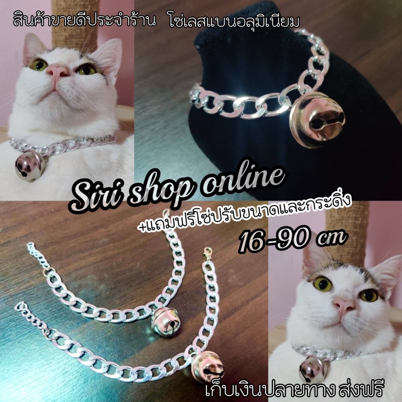 ปลอกคอแมว ปลอกคอสุนัข สร้อยคอหมา สร้อยคอแมว ปอกคอแมว ปอกคอสุนัข โซ่เลสเงินอลุมิเนียม ปรับขนาดได้ ฟรีโซ่ปรับขนาดทุกเส้น