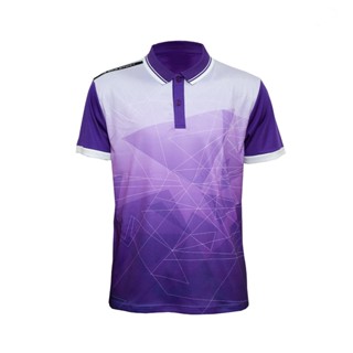 เสื้อพิมพ์ลาย/กีฬา คอโปโล ปกสปอร์ต สีม่วง UNISEX เนื้อผ้า MICRO PLUS+ รหัสJ9004/J9006 POLO-NECK SUBLIMATION