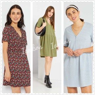 💥🌟Kiabi waffle knit dress🌟💥 เดรสสั้นผ้าถักวาฟเฟิล คอวี แบรนด์ Kiabi