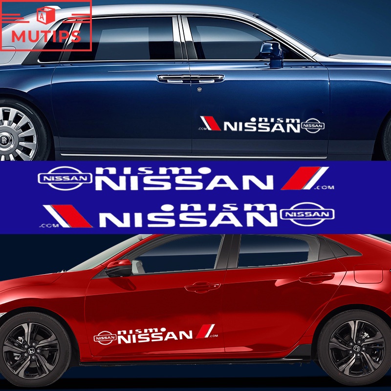 Nissan 2 ชิ้น กันน้ํา สติกเกอร์กันรอยขีดข่วน จดหมาย ลาเต้อาร์ต สําหรับติดตกแต่งตัวถังรถยนต์ Almera Terra Navara t32 March Cube Vision teana j32 Leaf Kicks d40 nismo xtrail 2022 Note Juke