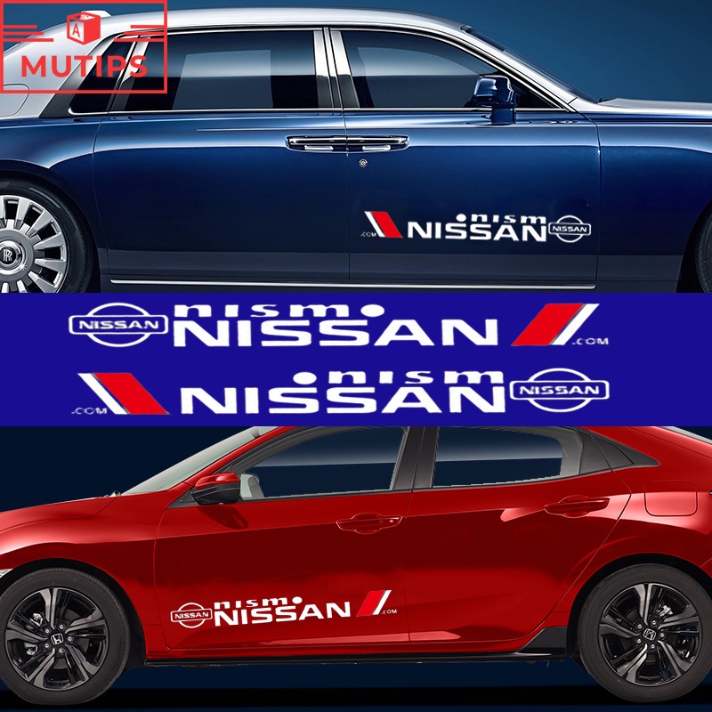 Nissan 2 ชิ้น กันน้ํา สติกเกอร์กันรอยขีดข่วน จดหมาย ลาเต้อาร์ต สําหรับติดตกแต่งตัวถังรถยนต์ Almera T