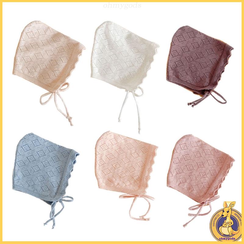 Omg* หมวกเจ้าหญิง ผ้าฝ้าย ระบายอากาศ กันแสงแดด ลายดอกไม้ สีพื้น ฤดูร้อน สําหรับเด็กทารกแรกเกิดผู้หญิง