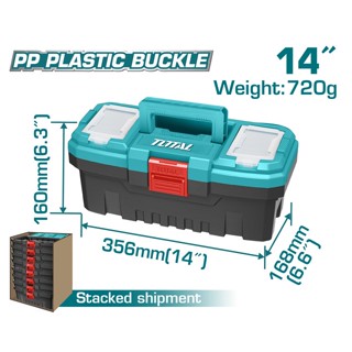 Total กล่องเครื่องมือช่าง พลาสติก พร้อมถาด ขนาด 14 นิ้ว รุ่น TPBX0141 ( Platic Tool Box ) กล่องเครื่องมือ