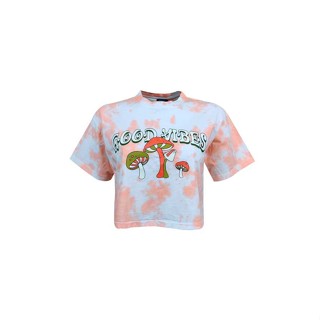 Hybrid T-shirt Women ไฮบริดเสื้อยืดผู้หญิงแขนสั้น ทรงครอป สีส้ม(Orange)WTS-1001-OR