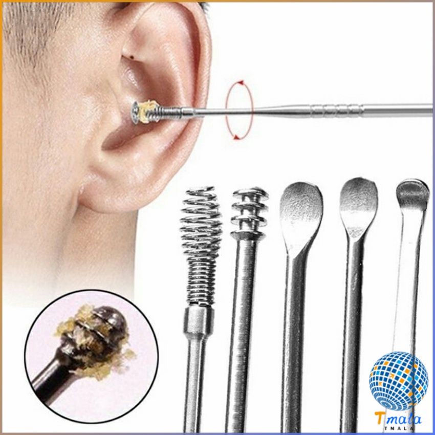 Tmala 6 ชิ้น ชุดไม้แคะหู พร้อมกล่องใส่ คุณภาพดี  วัสดุสเตนเลส  ขนาดสามารถพกพา Ear picking set