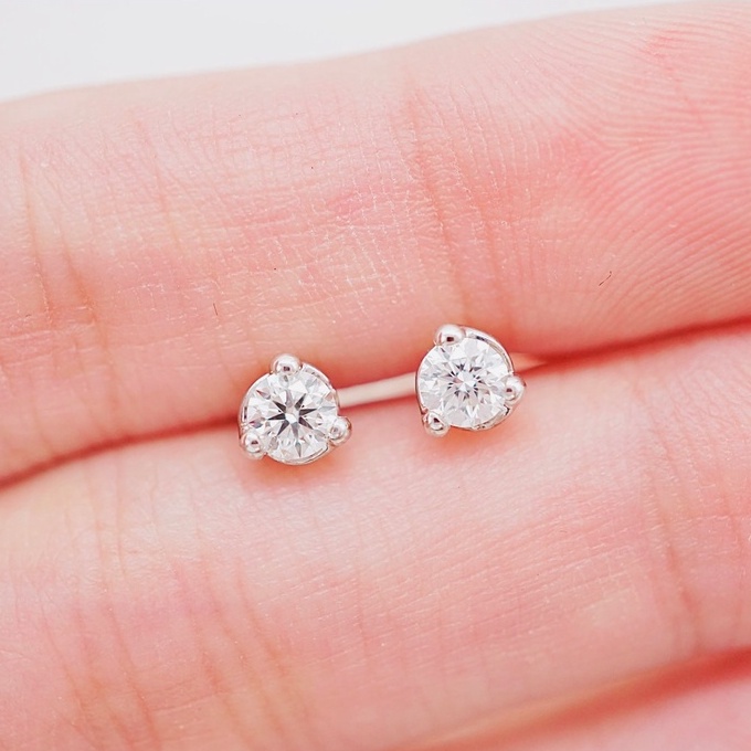 [ PCPY Jewelry ] ต่างหูเพชรแท้  ทองคำแท้9K (ทอง37.5%) เพชรแท้น้ำ100 เบลเยี่ยมคัต [9KPE965]