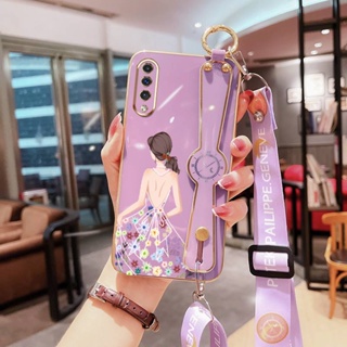 เคสโทรศัพท์มือถือ TPU ลายดอกไม้ สไตล์ตะวันตก พร้อมสายคล้อง สําหรับ Samsung Galaxy A70 A70S A50 A50S A30S A30 A20 A10