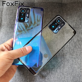 ฝาครอบแบตเตอรี่ กระจกใส สําหรับ Xiaomi 11T Pro เคสแผงประตูด้านหลัง พร้อมเลนส์กล้อง + กาว